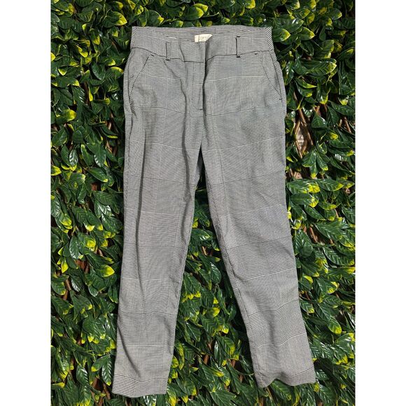 Loft Black High Rise Skinny Ankle White Plaid Trousers Size 4 - Picture 1 of 6